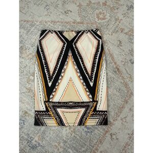 Mossimo Geometric Tribal Print Pencil Skirt Orange Black White Boho Festival XL